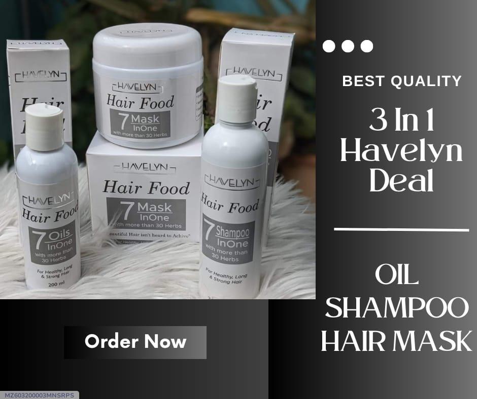 3 In 1 DEAL Havelyn Hair food OIL+Shampo+Mask - Haya By Rabi