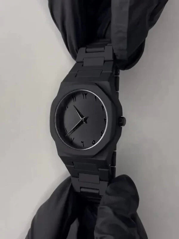 Black Aura Arabic Dial Steel Watch Water Proof - Haya By Rabi