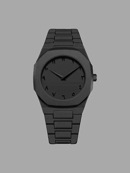 Black Aura Arabic Dial Steel Watch Water Proof - Haya By Rabi