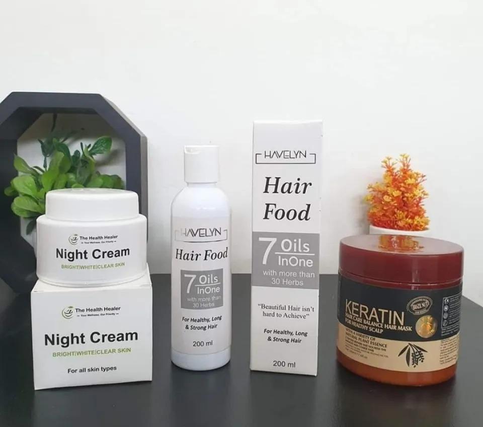 DEAL Havelyn Hair Food Oil+ Hair Mask+Night Cream Pack Of 3 - Haya By Rabi
