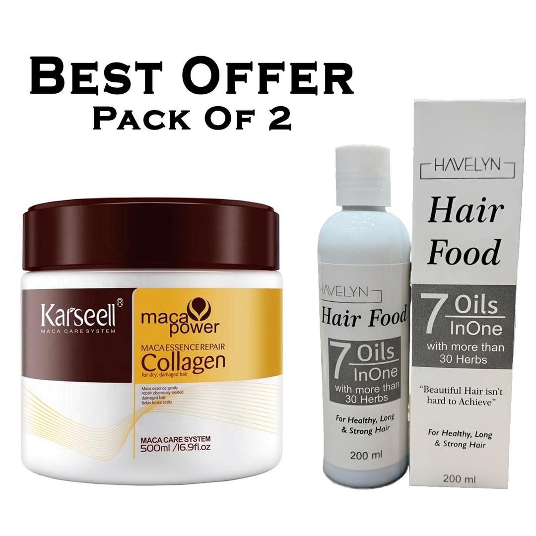 Buy 1 Get 1 Fre Karseell Hair Mask+Hair Food Oil, Pack Of 2 Items (Original) - Haya By Rabi