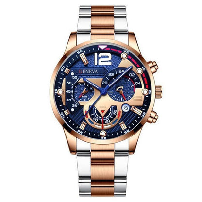 MENS STEEL BELT CALENDAR QUARTZ WATCH SPORTS LUMINIOUS POINTER QUARTZ WATCH MEN - Haya By Rabi