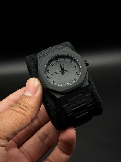 Black Aura Arabic Dial Steel Watch Water Proof - Haya By Rabi